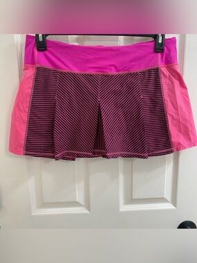 Lululemon Pink Striped Running Skirt Skort Y2K Tenniscore Athletic Built In Shor